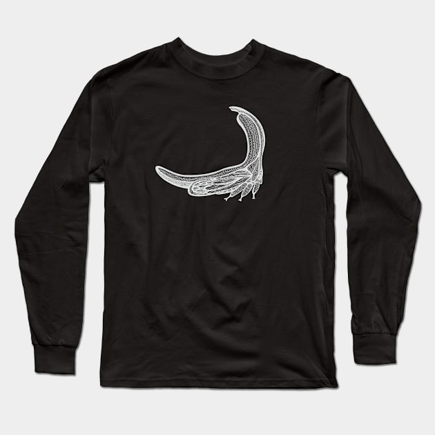 Treehopper Ink Art - cool bug design - on black Long Sleeve T-Shirt by Green Paladin